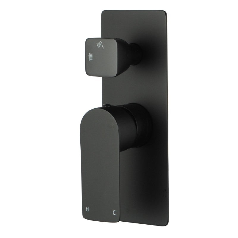 VOG Solid Brass Black Bath/Shower Wall Mixer with Diverter