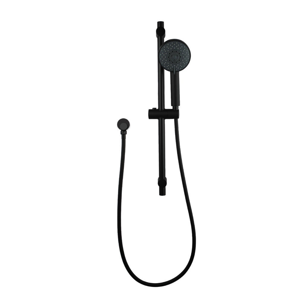 Round Black 5 Functions Hand held Shower Set With Rail