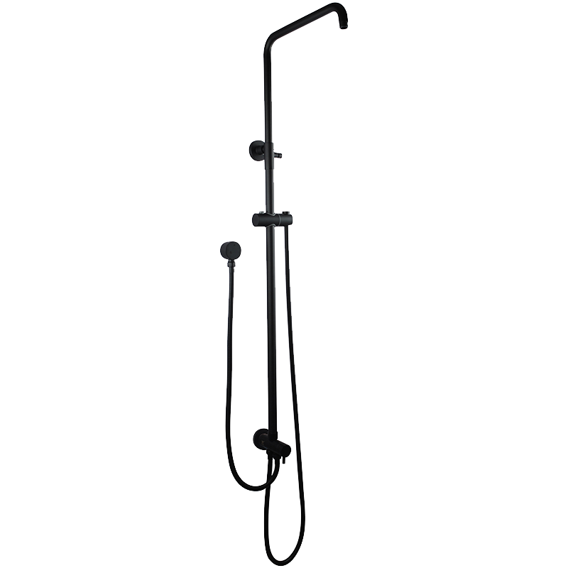 Round Matte Black Shower Rail Top/Bottom Inlet