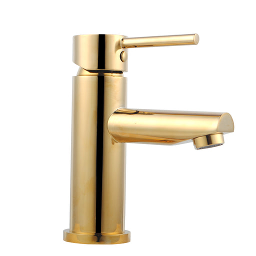 LUCID PIN LEVER Round Yellow Gold Basin Mixer