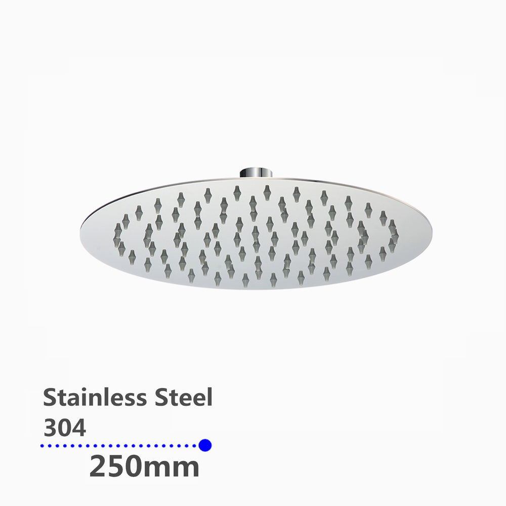 Super-slim Round Chrome Rainfall Shower Head 250mm