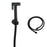 Round Brass Black Toilet Bidet Spray Kit with 1.2m PVC Hose