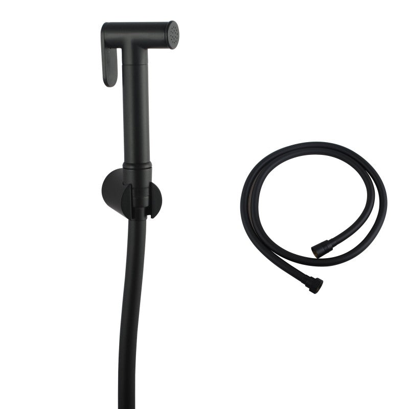 Round Brass Black Toilet Bidet Spray Kit with 1.2m PVC Hose