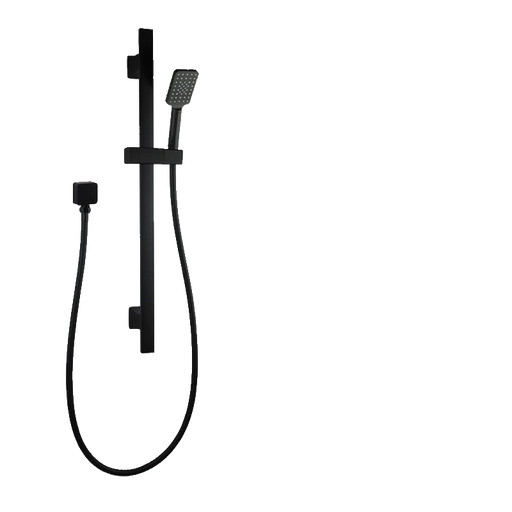 3 Functions Square Black Hand held Shower Set With Rail