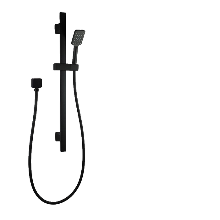 3 Functions Square Black Hand held Shower Set With Rail