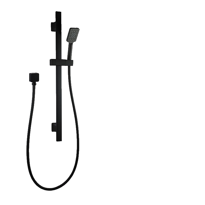 3 Functions Square Black Hand held Shower Set With Rail