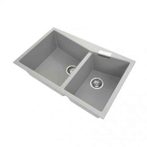 800 x 500 x 220mm Carysil Concrete Grey Double Bowl Granite Kitchen Sink Top/Flush Mount
