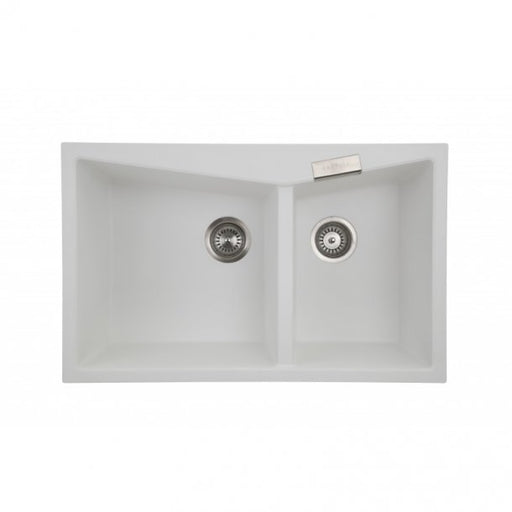 800 x 500 x 220mm Carysil White Double Bowl Granite Kitchen Sink Top/Flush Mount