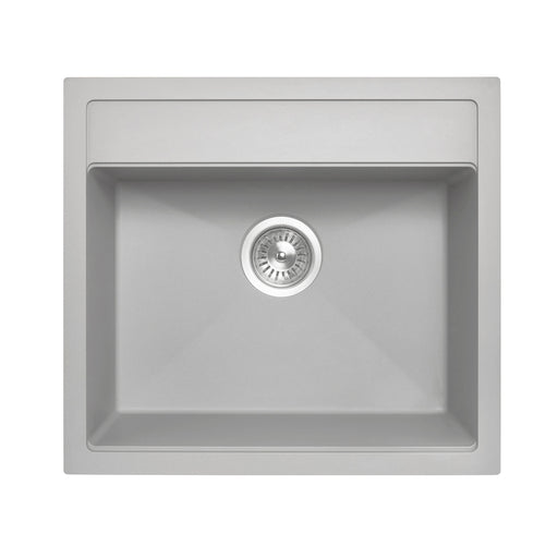 560 x 510 x 200mm Carysil Concrete Grey Single Bowl Granite Top/Flush/Under Mount Kitchen/Laundry Sink