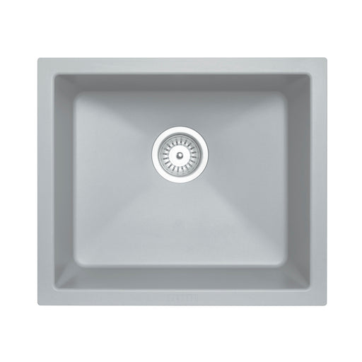 533 x 457 x 205mm Carysil Concrete Grey Single Bowl Granite Kitchen/Laundry Sink Top/Flush/Under Mount