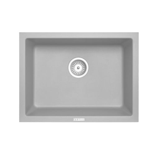 610 x 457 x 205mm Carysil Concrete Grey Single Big Bowl Granite Kitchen/Laundry Sink Top/Flush/Under Mount