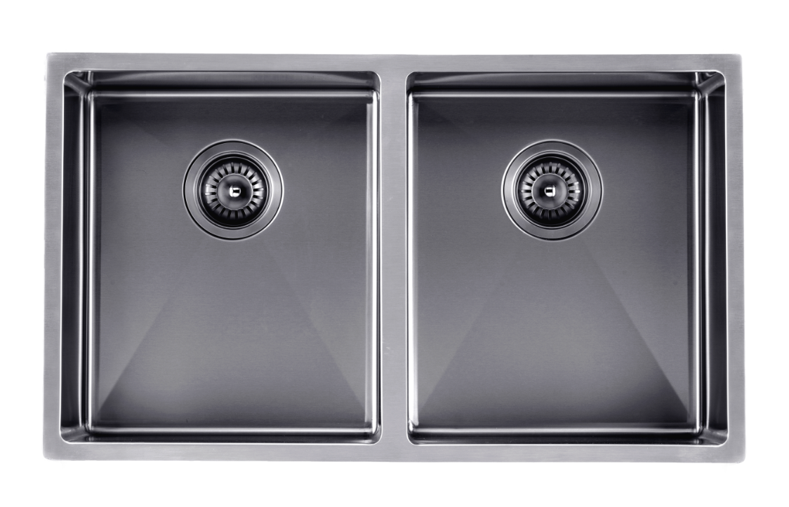 Gun Metal Grey  770x450x215mm 1.2mm Handmade Top/Undermount Double Bowls Kitchen Sink