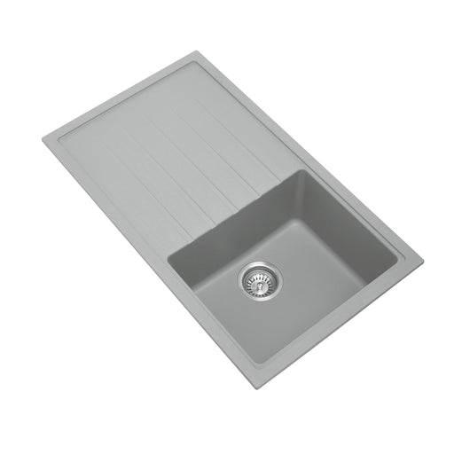 860 x 500 x 205mm Carysil Concrete Grey Single Bowl With Drainer Board Granite Kitchen Sink Top/Flush/Under Mount