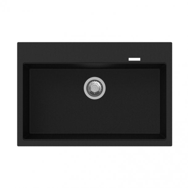 780 x 510 x 220mm Carysil Black Single Bowl Granite Stone Kitchen Sink Top/Under Mount
