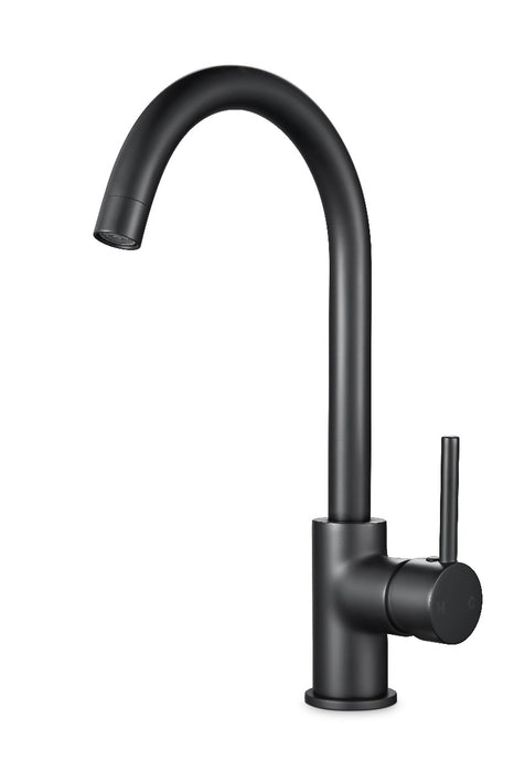 Round Matt Black Kitchen Sink Mixer Tap